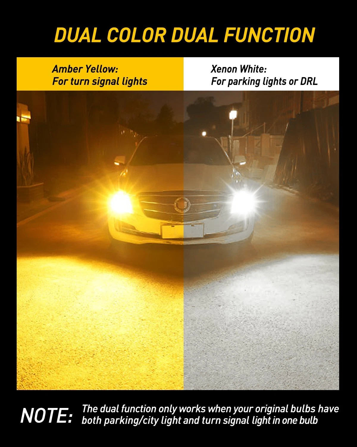 4X 3157 3457A White Amber Dual Color Switchback LED Turn Signal Light Bulb 16K A 6B93BC-57