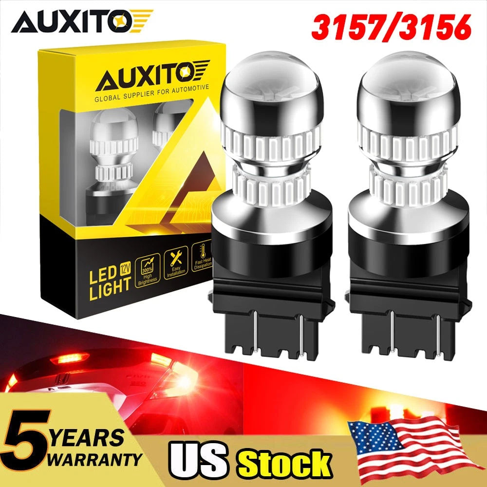 2-10x AUXITO LED Brake Stop Tail Light Bulbs 3157 3057 3357 3156 Red Turn Signal AUXITO