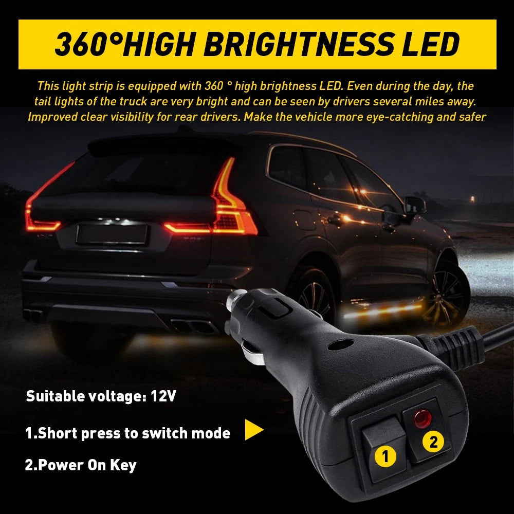 2x 60" Emergency Truck Tailgate Strobe Lights Strip Tail Light Bar Amber White A 6B93BC-57