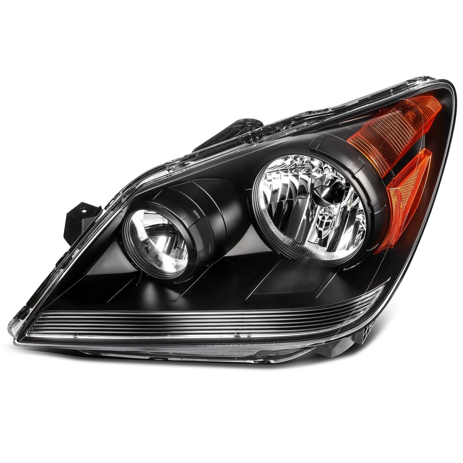 Pair Halogon Headlights Assembly For 2008-2010 Honda Odyssey 3.5L Black Amber 6B93BC-57