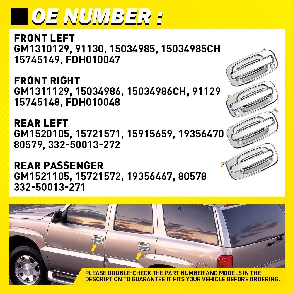 Chrome Exterior Door Handle For 2002-2006 Chevy Avalanche Silverado Suburban EOA 6B93BC-57