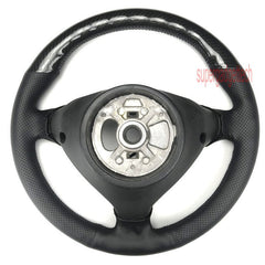 Glossy Carbon Fiber &Black Leather Steering Wheel Wrap Cover For Porsche Carrera