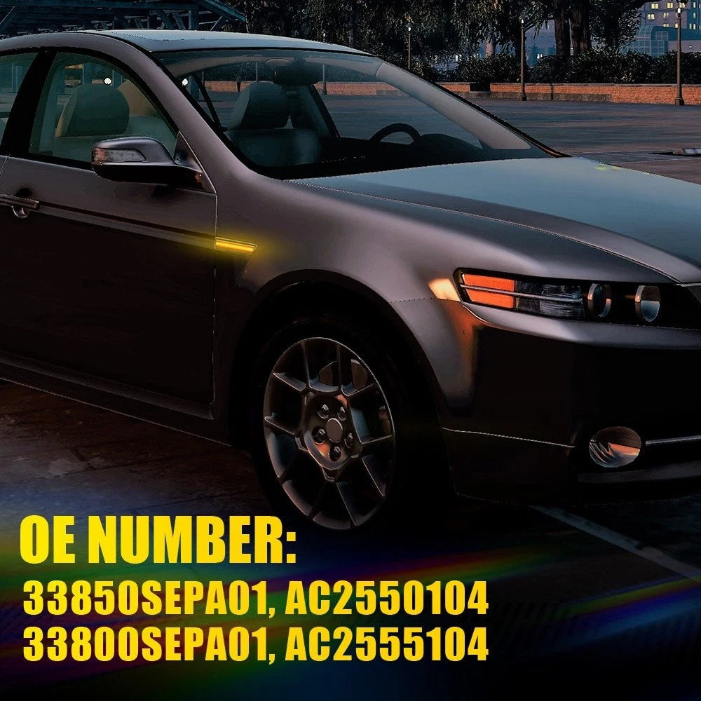 For 2004-2008 Acura TL Smoked Lens Amber LED Front Bumper Side Marker Light EOA 6B93BC-57
