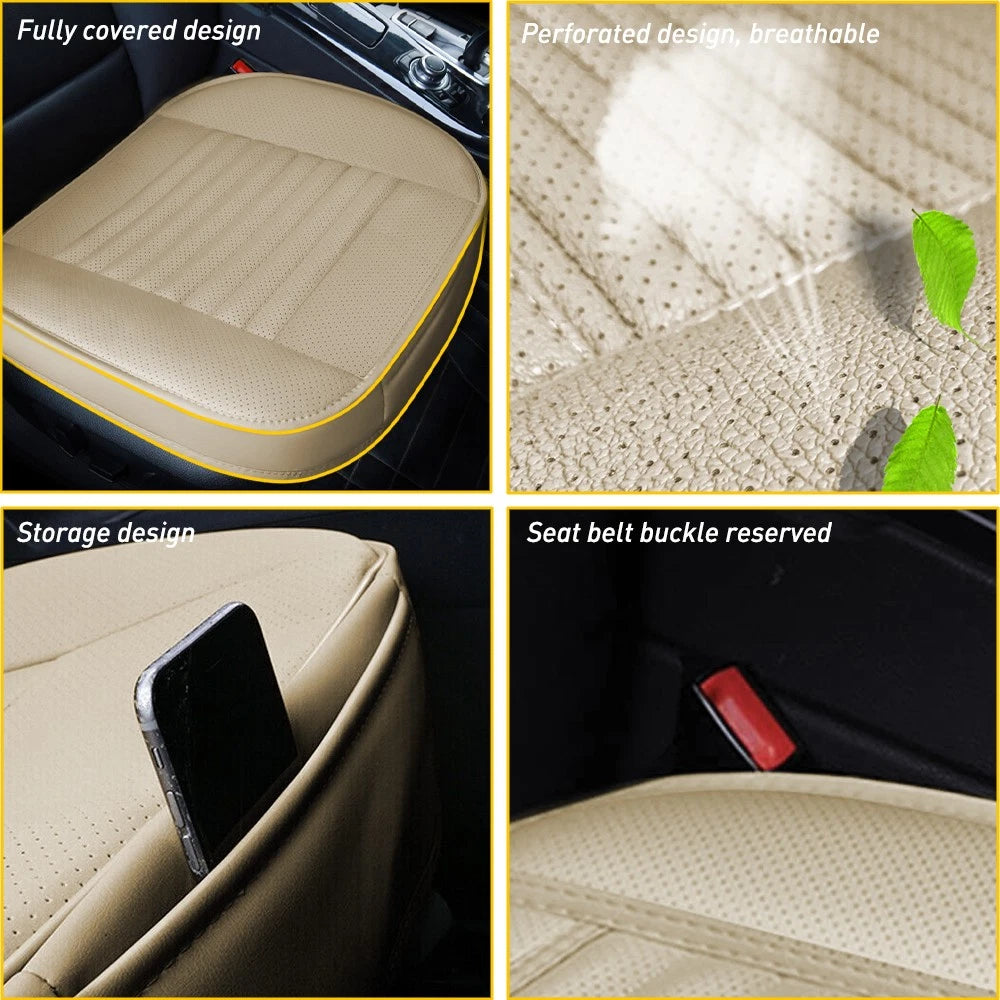 Car PU Seat Leather Universal Cover Front Auto Seat Cushion Protector Pad Beige 6B93BC-57