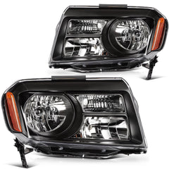 Pair Kit Headlights Assembly For 2012-2015 Honda Pilot SUV 3.5L Black Amber 6B93BC-57