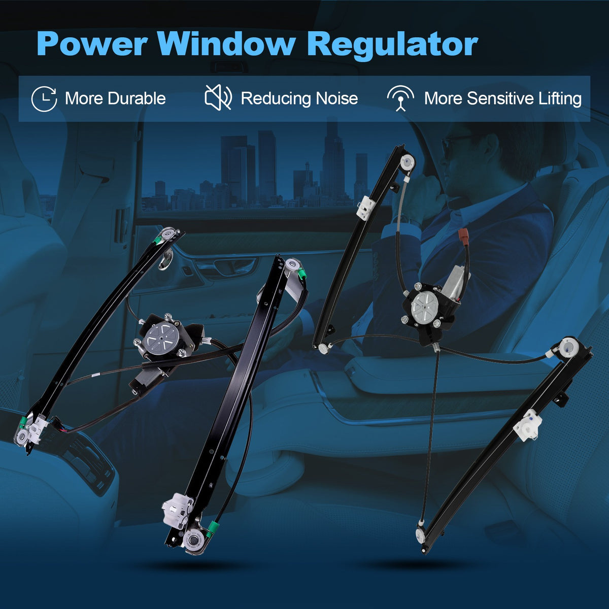 For 2001-2003 Dodge Caravan Front LH RH Power Window Regulator With Motor