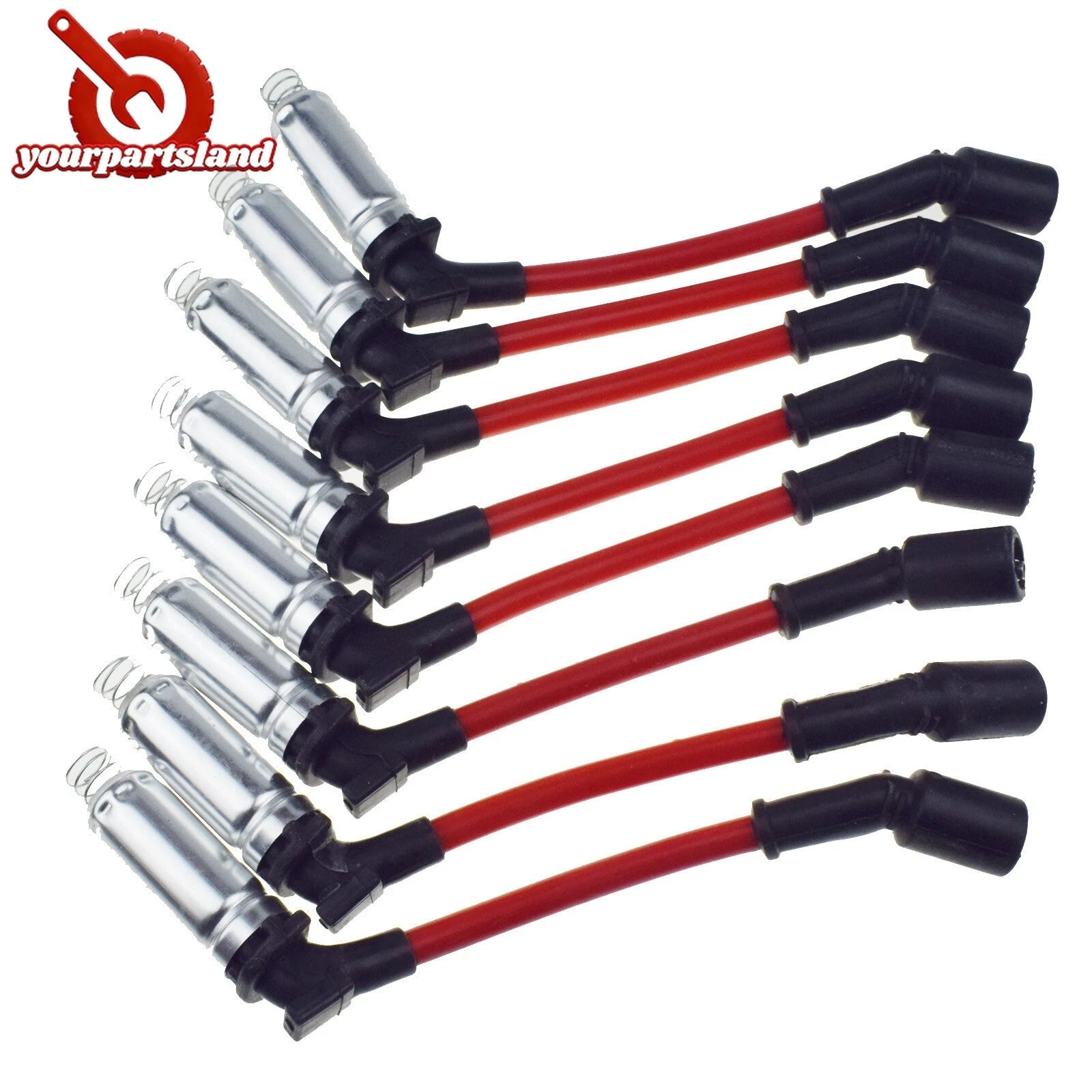 10mm Spark Plug Ignition Wires Set 8PCS for Chevy GMC Silverado Sierra V8 48322R 6B93BC-57