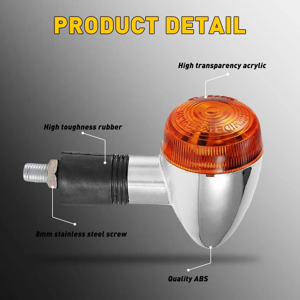2x For Honda Motorcycle Amber Chrome LED Turn Signal Light Bullet Brake Blinker 6B93BC-57