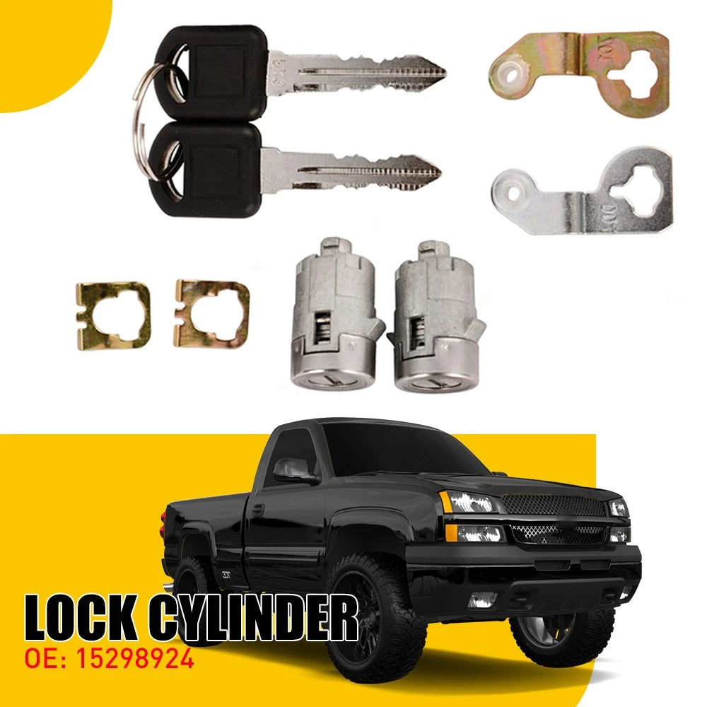 Door Lock Cylinder Set W/ Keys For 2001-2006 GMC CHEVY SILVERADO TAHOE 15298924 6B93BC-57