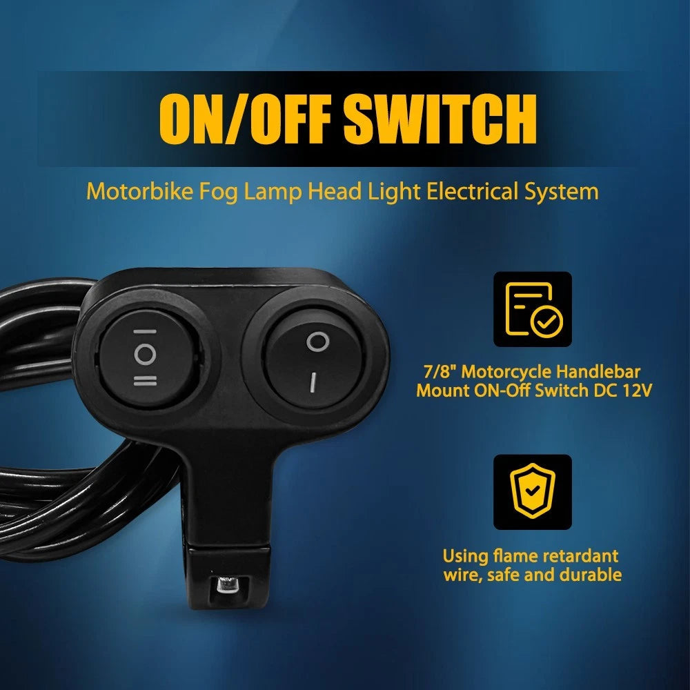 7/8" Motorcycle ATV Dual Button On Off Switch Handlebar Headlight Fog Spot Light 6B93BC-57