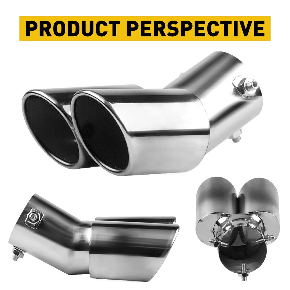 Car Dual Exhaust Pipe Tail Muffler Tip Auto Accessories Replace Chrome Tips EOA 6B93BC-57