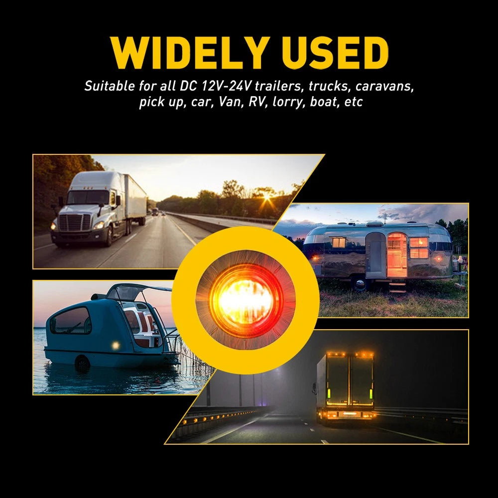 20pcs 3/4" Round Amber Red LED Signal Trailer Clearance Side Marker Lights12V EA 6B93BC-57