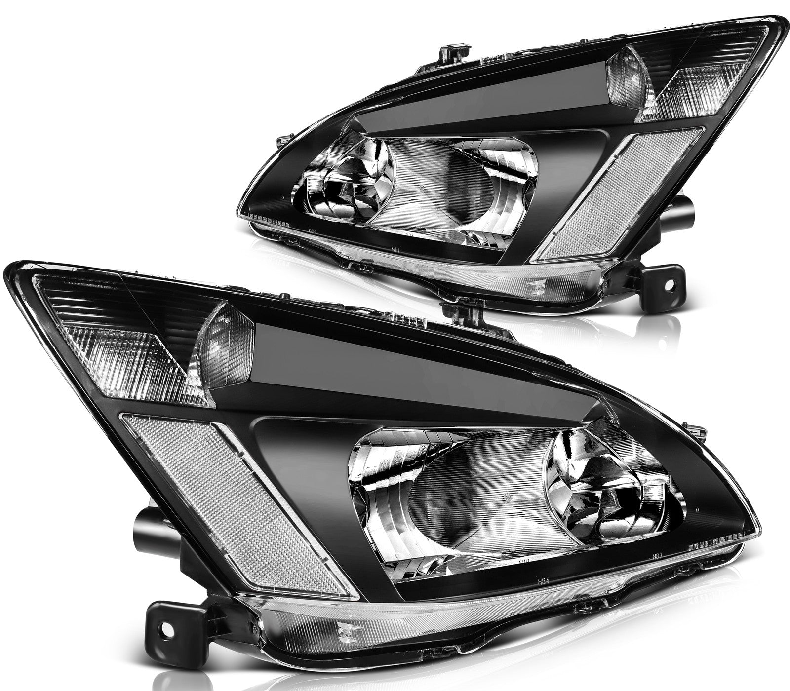 For 2003-2007 Honda Accord Black Clear Lens Left+Right Pair Headlights Assembly 6B93BC-57