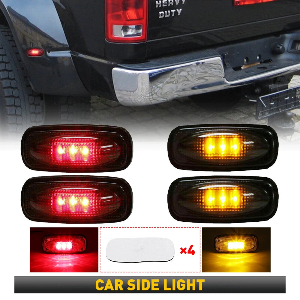 4Pcs Bed Dually Side Marker Fender LED for Lights 45003 Dodge Ram 3500 Red Amber 6B93BC-57