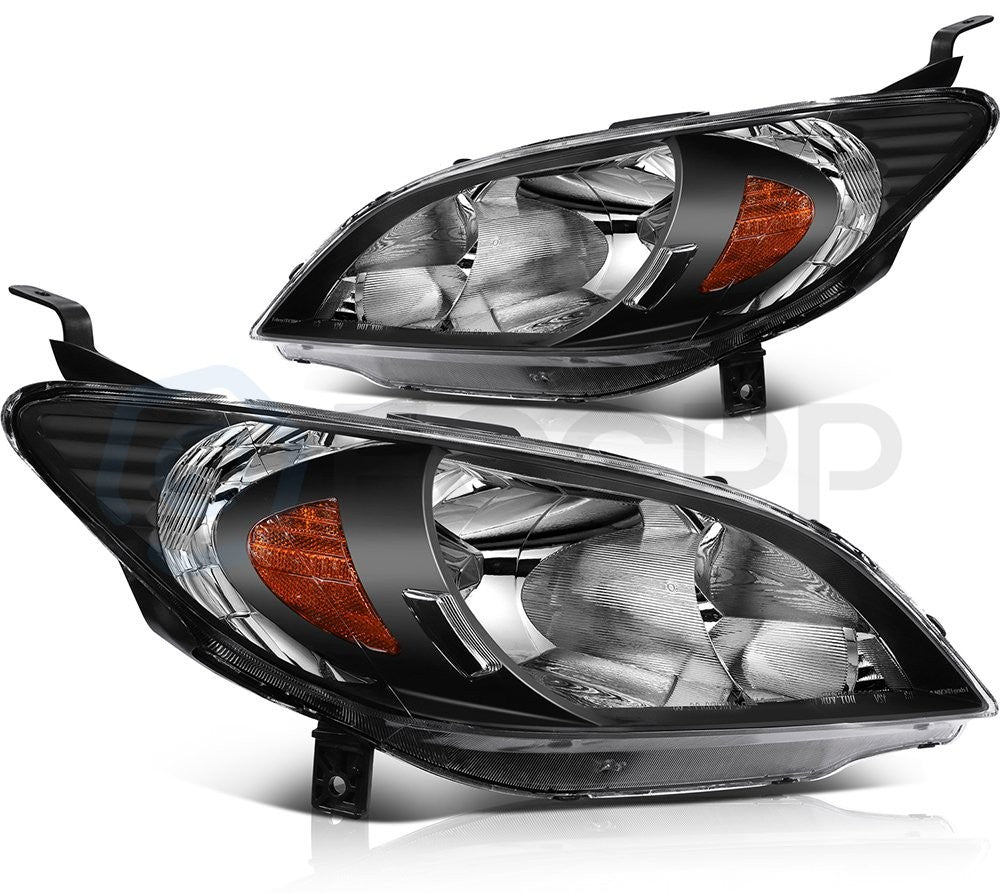 Pair Kit Halogon Black Headlights Assembly For 2004-2005 Honda Civic Black 6B93BC-57