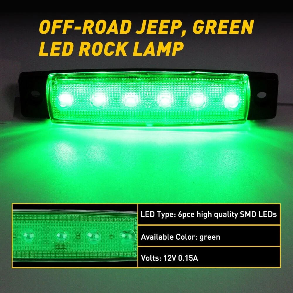 10X Green LED Rock Lights Underbody Light For Jeep Offroad Truck UTV ATV Boat EO 6B93BC-57