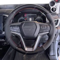 3D Carbon Fiber&Leather Steering Wheel Stitch on Wrap Cover For Isuzu D-MAX 20+ 6B93BC-57