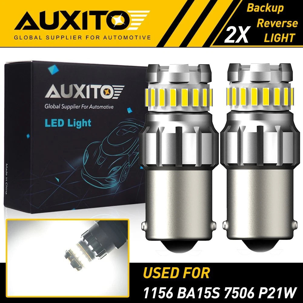 2x 1156 LED Tail Brake Stop Backup Reverse Turn Signal Light Bulbs White EOA 6B93BC-57