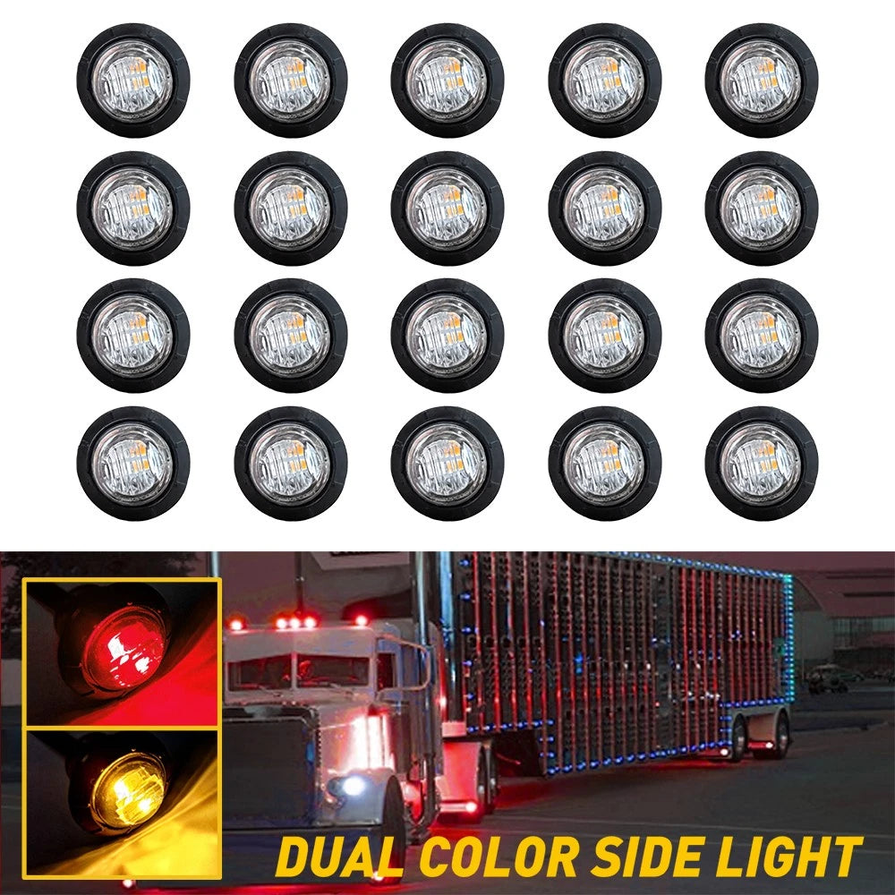 20pcs 3/4" Round Amber Red LED Signal Trailer Clearance Side Marker Lights12V EA 6B93BC-57