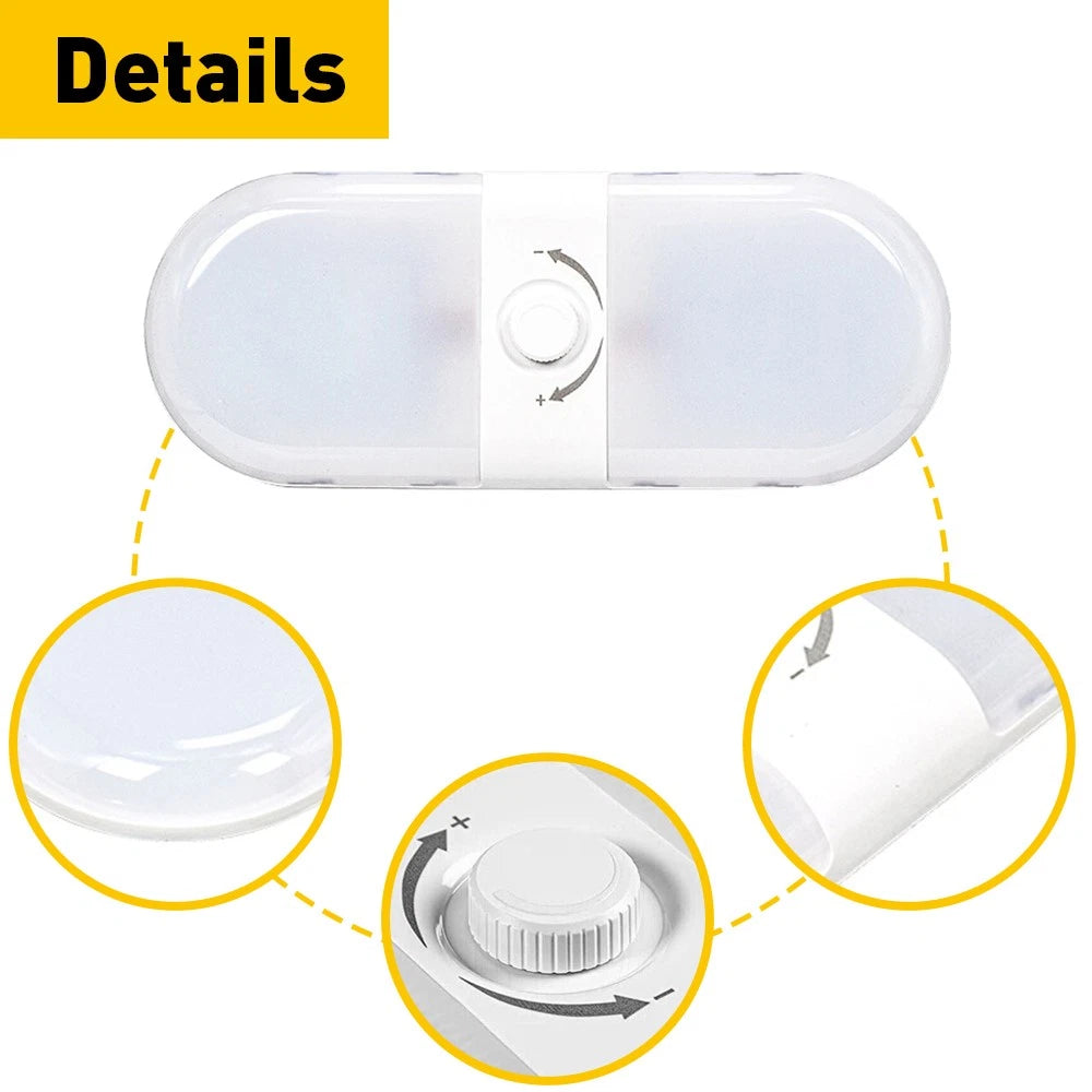 3 Camper Color Dimmable 12-24V RV Ceiling Double Dome Light Camper Trailer Boat 6B93BC-57