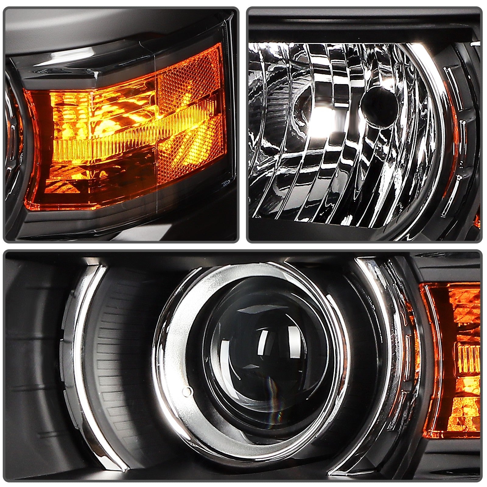 Headlights Assembly For Chevy Silverado 1500 2014-2015 Black Housing w/Projector 6B93BC-57