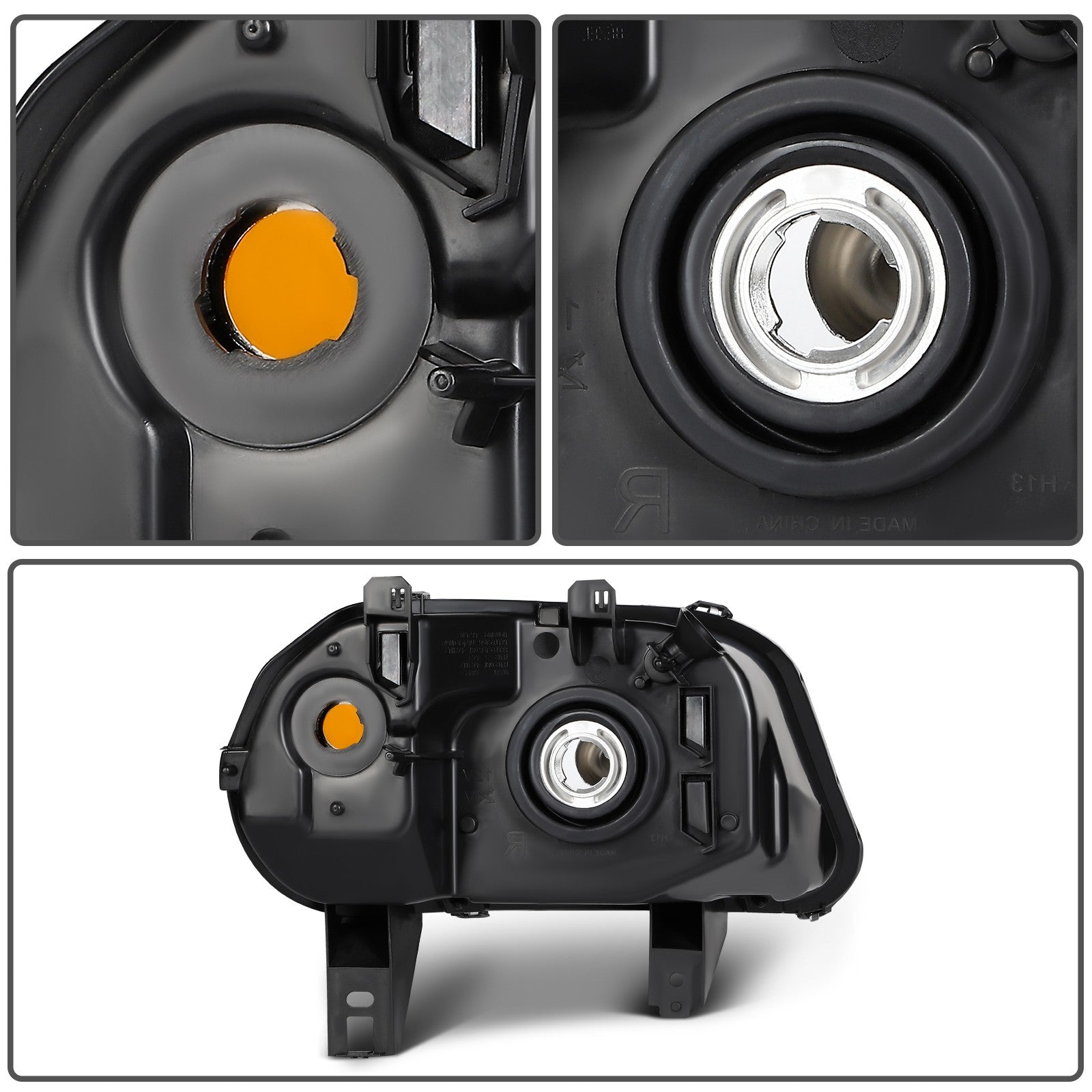 Pair Kit Halogen Headlights Assembly For 2006-2011 Chevrolet HHR Chrome Amber 6B93BC-57