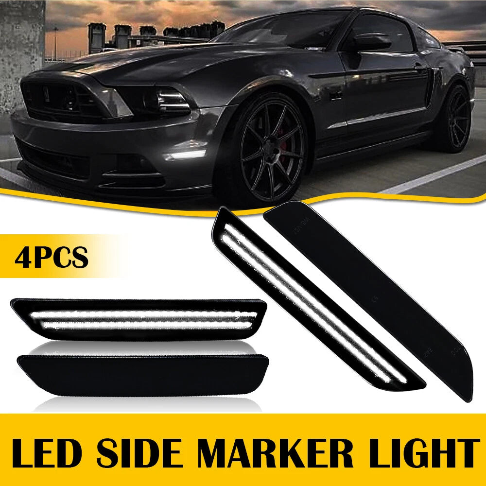 For Ford Lens Mustang 2010-2014 Smoked Rear & Front LED Side Lights Marker 4PCS 6B93BC-57