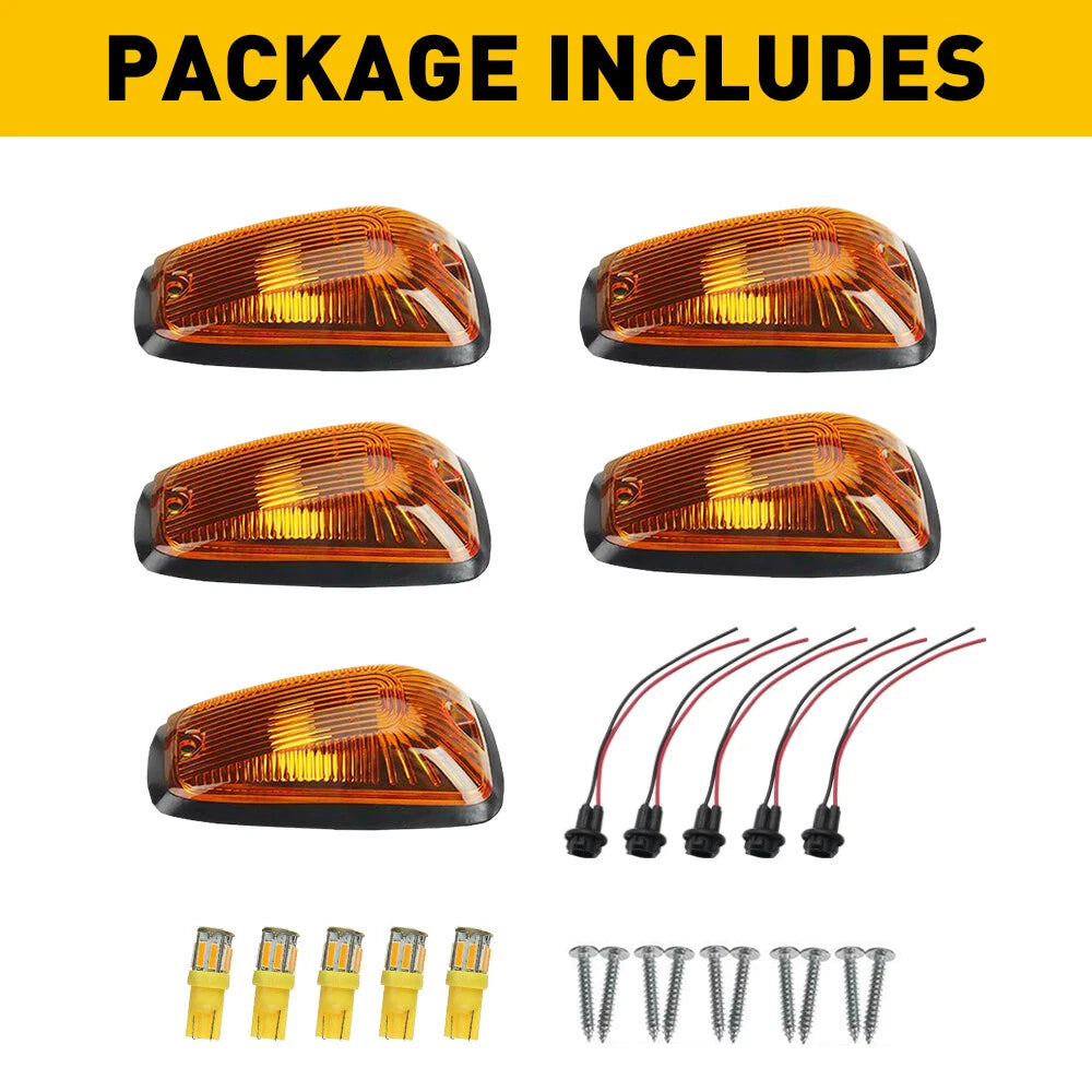 5x Cab Marker Roof Light Amber LED Running Lamp For Chevy GMC 88-02 Pickup Truck 6B93BC-57