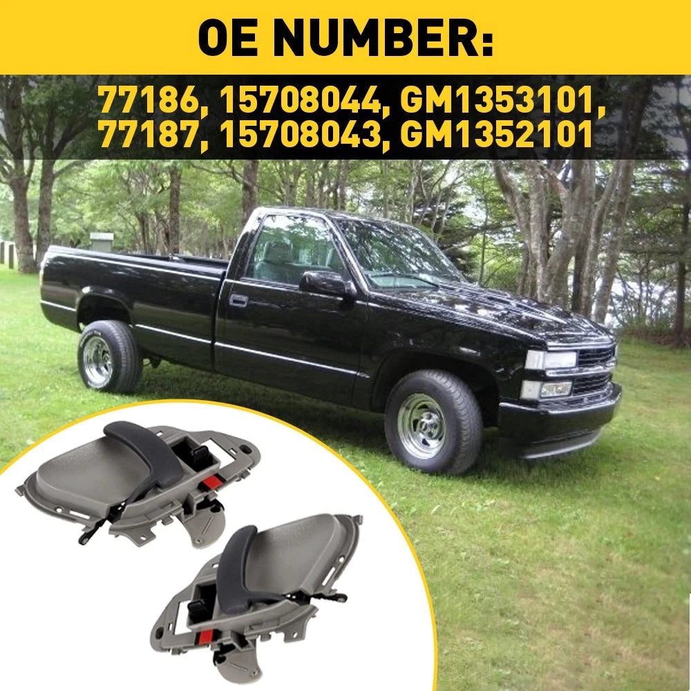 1Pair Gray Inside Door Handle For 1995-00 Chevy Silverado C1500 GMC Sierra K2500 6B93BC-57