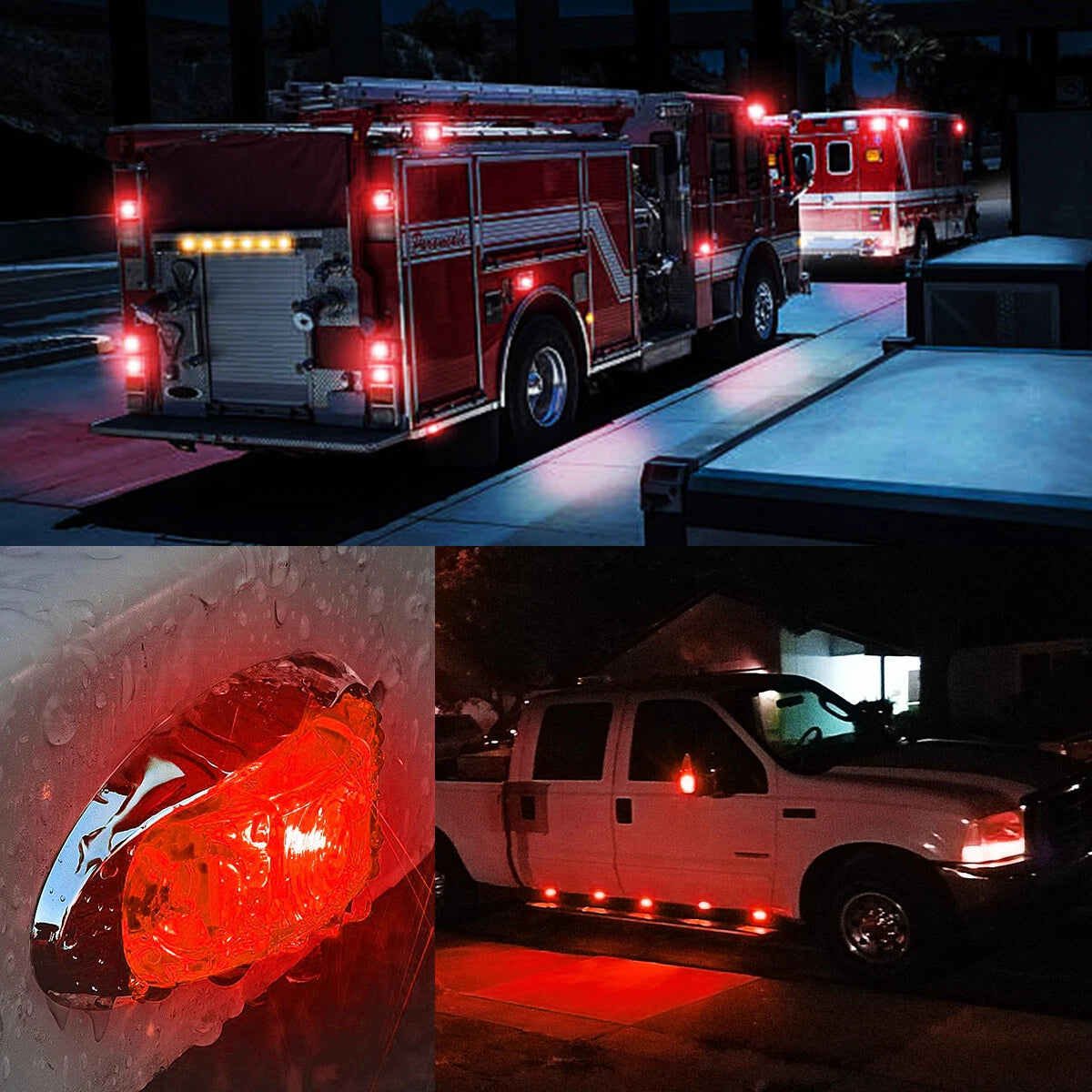 10x Amber+Red LED Side Light Marker Clearance Light for Trailer Truck RV Camper 6B93BC-57