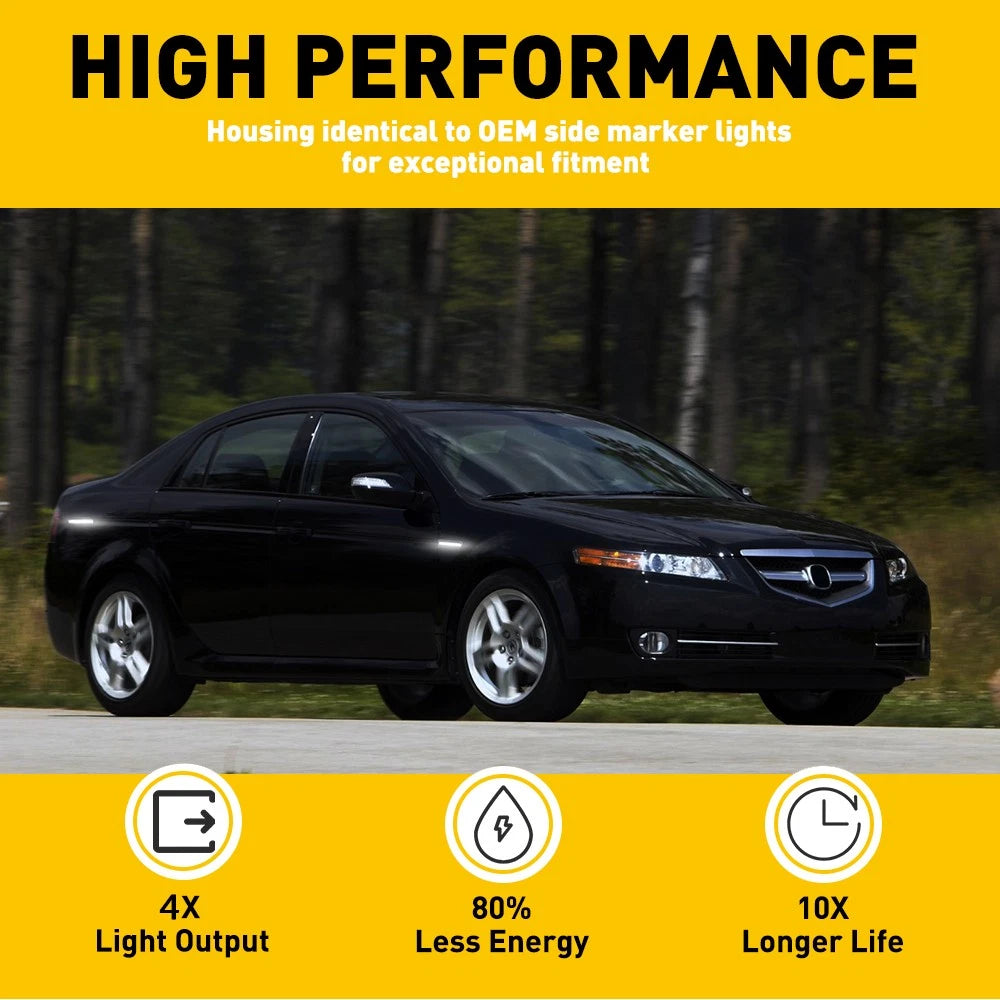 White LED Front Rear Side Fender Marker Lights For 2004-2008 Acura TL Base Smoke 6B93BC-57