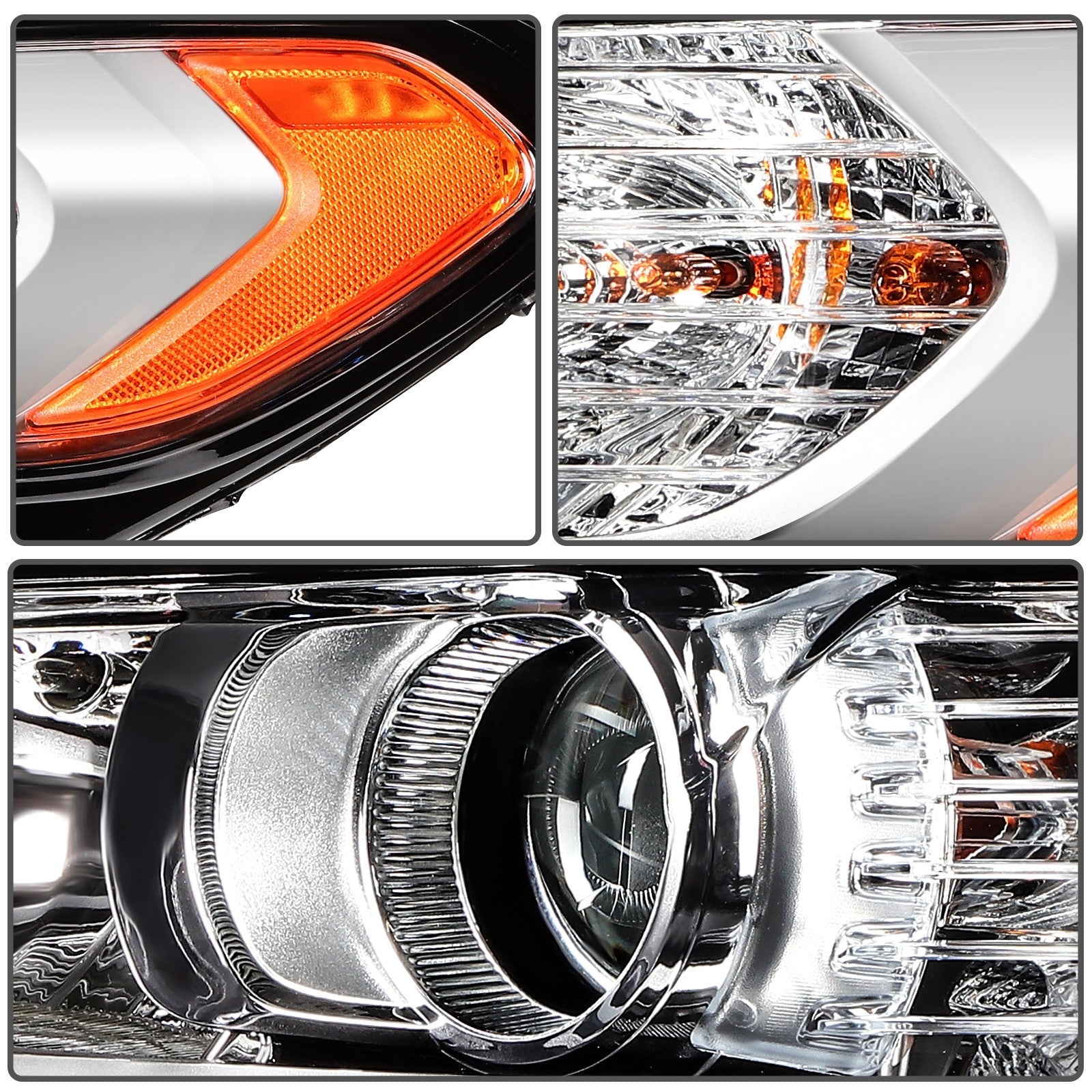 ECCPP Halogen Headlights Assembly For Ford Fusion 2013-2016 Pair Chrome Amber 6B93BC-57