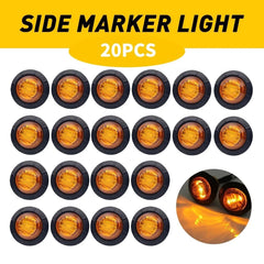 20x Amber 3/4" Round LED Side Bullet Marker Light For Trailer Truck 12V Lamps D 6B93BC-57