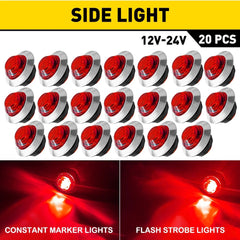 20X Red 3/4" Round LED Bullet Clearance Side Marker Lights Fits Truck Trailer EA 6B93BC-57