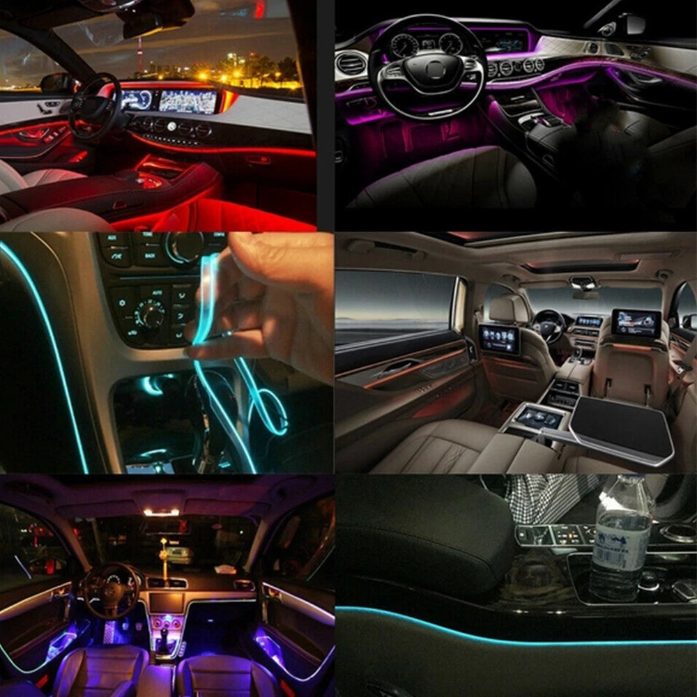 8M RGB LED Car Interior Fiber Optic Neon EL Wire Strip Atmosphere Light APP EOA 6B93BC-57