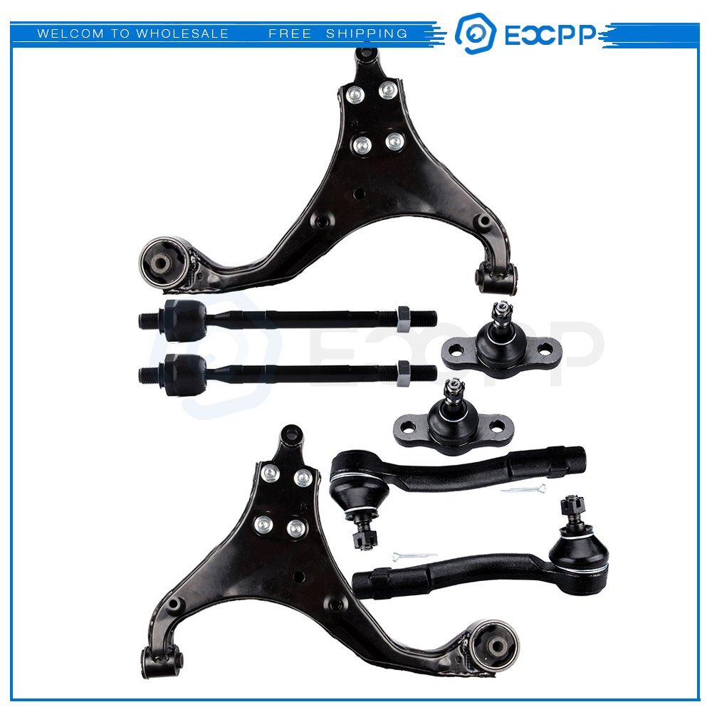 8pc Front Lower Control Arms Tie Rods Suspension Kit For 2005-2010 Kia Sportage