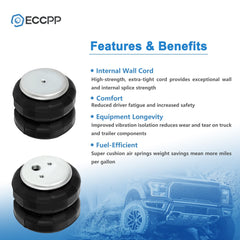 Pair Air Suspension Air Springs 2500lb For Firestone 255C 1/2"NPT 3/8"-16UNC 6B93BC-57