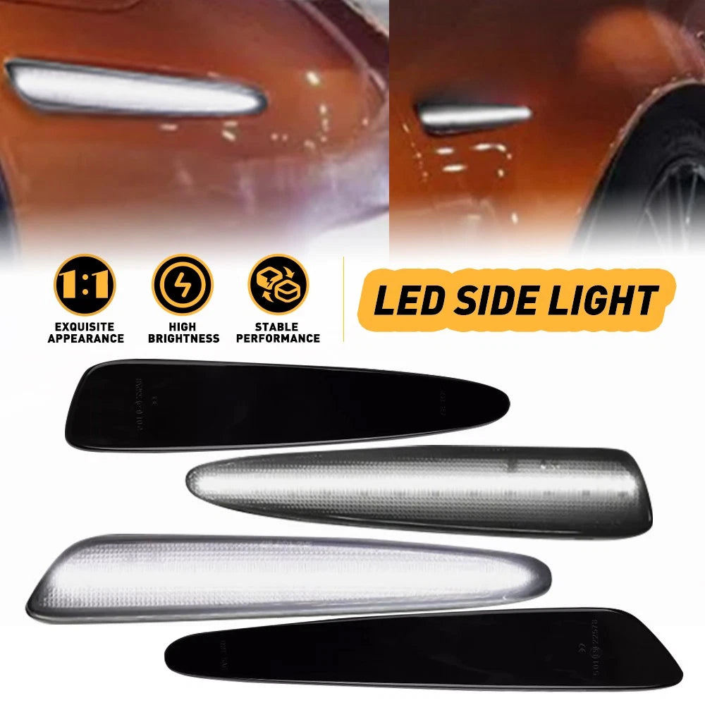 4x LED Smoked Front Rear Side Marker Signal Lights For 2005-13 Chevy Corvette C6 6B93BC-57