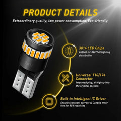 10x AUXITO Amber Yellow 168 194 License Side Marker Light Canbus LED Bulb EA AUXITO