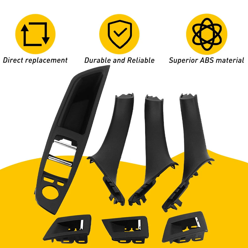 Black For 10-16 BMW 5 Series F10 F11 Inner Door Panel Handle Pull Trim Cover EOA 6B93BC-57