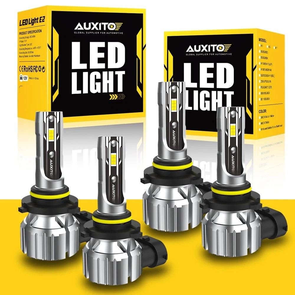 4X AUXITO 9005 9006 LED Headlight Kit Combo Bulb 6500K High Low Beam White EOA AUXITO