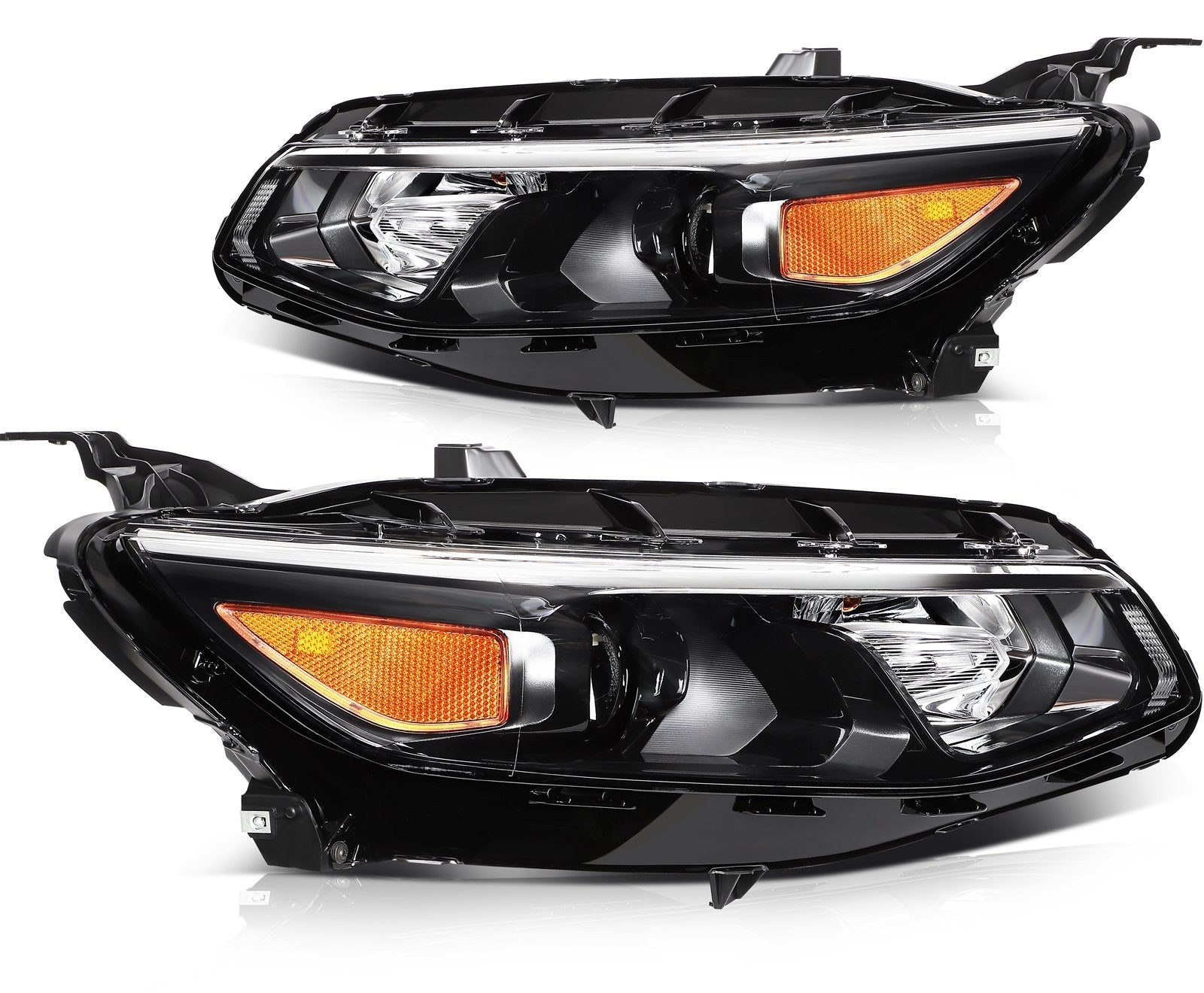 ECCPP Headlights Assembly For Chevrolet Malibu 2016-2018 Pair Kit Black Amber 6B93BC-57