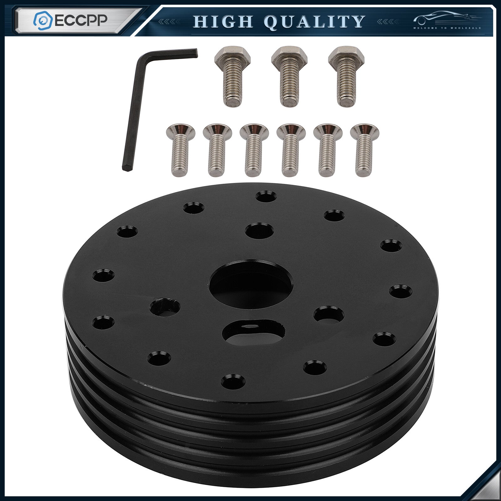 1" Black Hub For Grant APC 6 Steering Wheel Hub  to Grant 3 hole Adapter 6B93BC-57