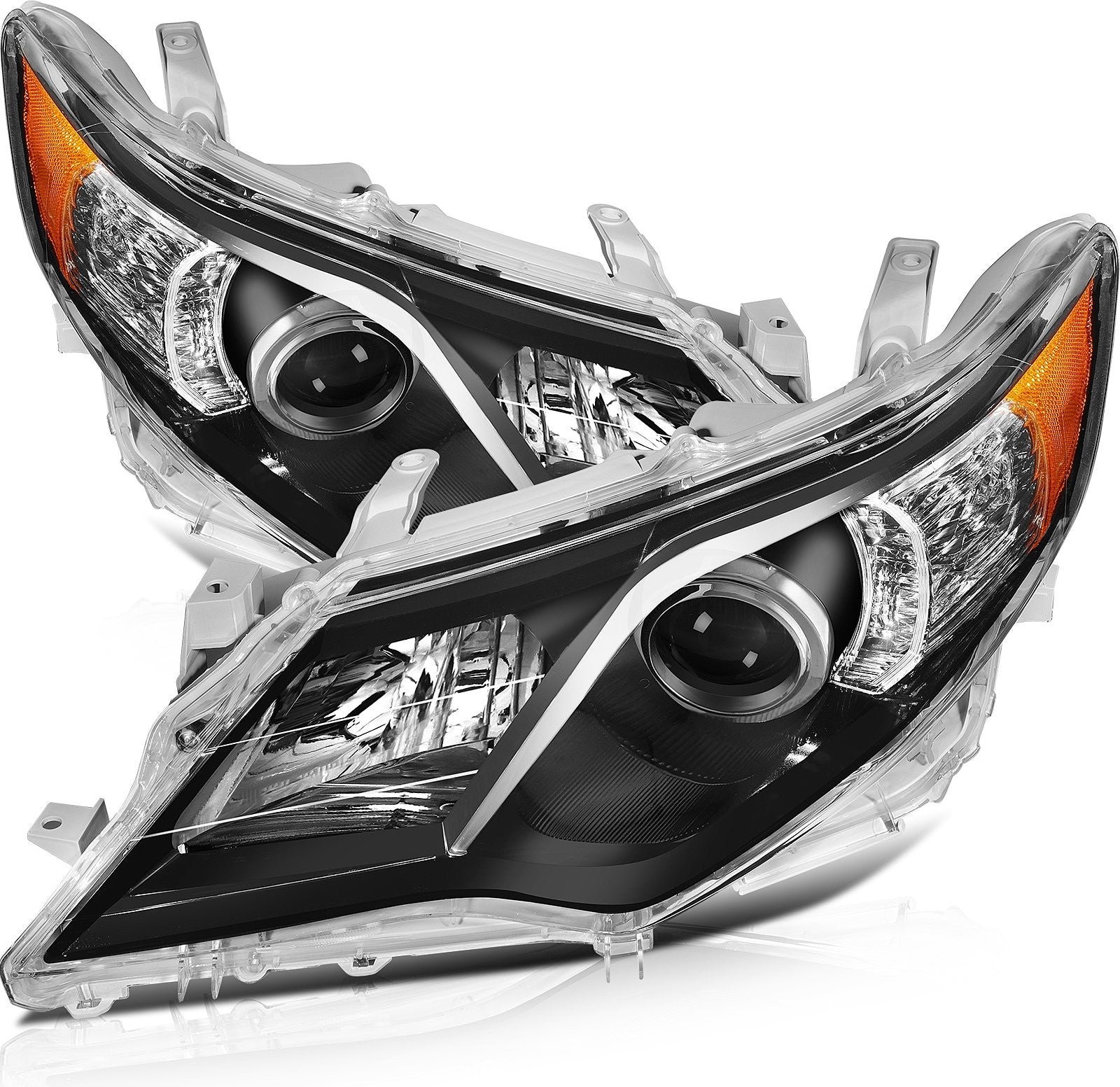 ECCPP Headlights Assembly For Toyota Camry 2.5L 3.5L 2012-2014 Pair Black Amber 6B93BC-57