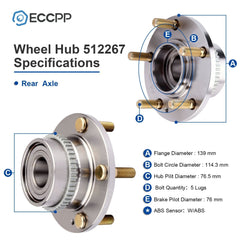 1Pc Wheel Hub Bearing Rear FWD For Hyundai Tucson Kia Sportage 2005-2008 2009 6B93BC-57