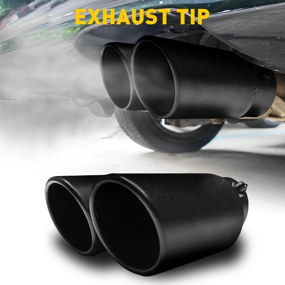 Dual Exhaust Tips Black Stainless Steel Inlet 1.5-2.4 " Custom Slant Round A 6B93BC-57