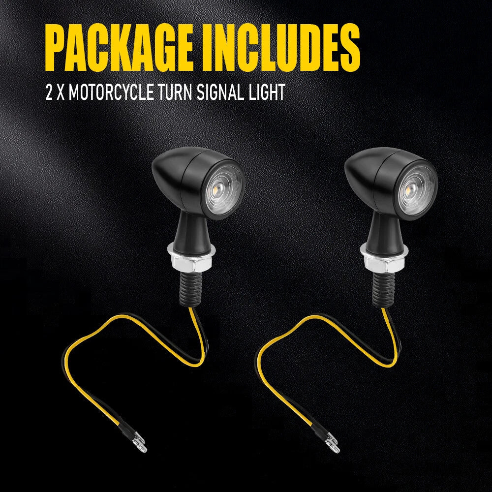 Mini Motorcycle LED Bullet Turn Signals Blinker Light Indicator Amber Black EOA 6B93BC-57