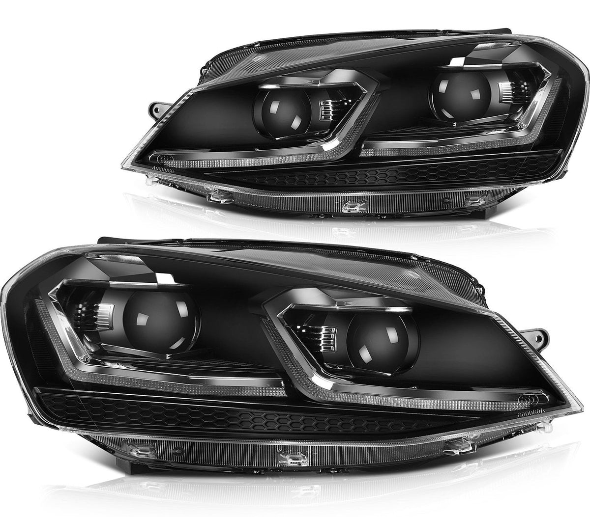 Pair Kit LED Black Headlights Assembly For 2013-2018 Volkswagen Golf Black 6B93BC-57