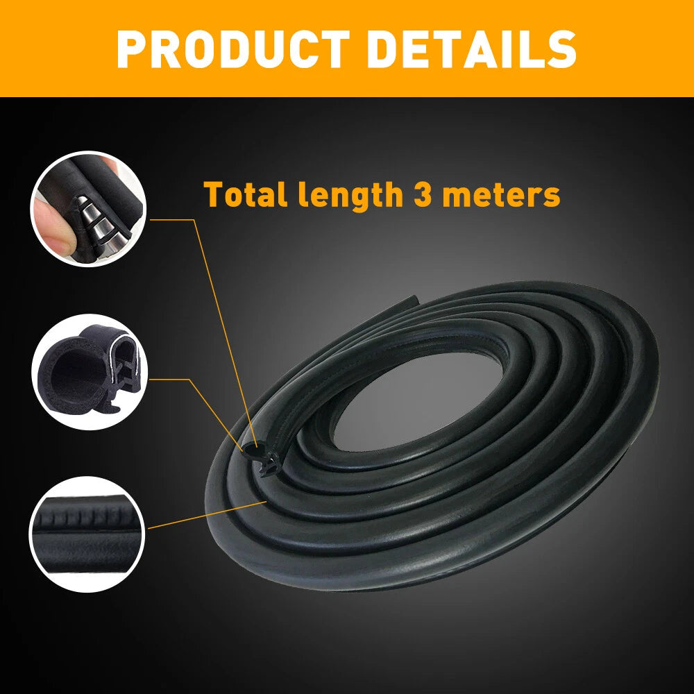 10FT U Shape Rubber Seal Car Door Edge Molding Guard Trim Protectors Strip Weath 6B93BC-57