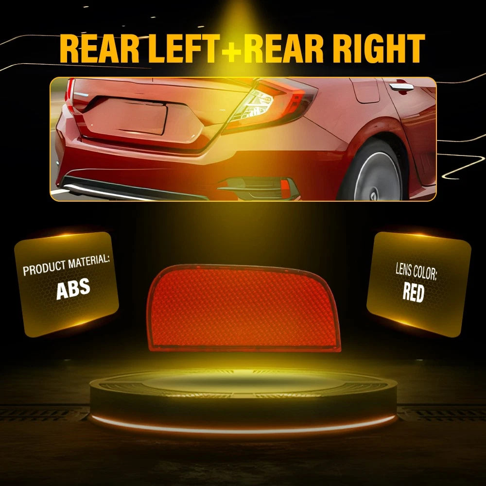 Red Rear Bumper Reflector Cover For 2016 2017 2018-2021 10th Gen Honda Civic EOA 6B93BC-57